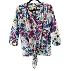 Kut from the Cloth Sheer Tie Front Blouse- Size Small